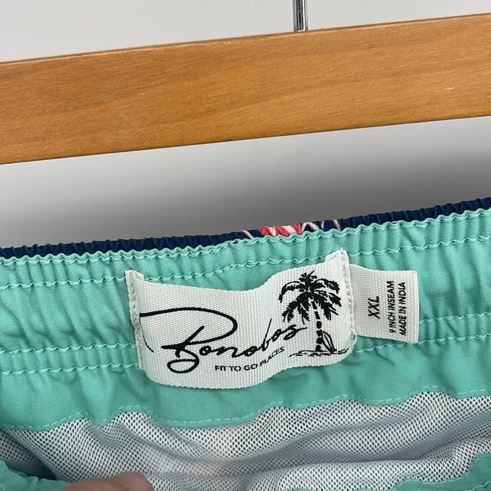 Bonobos lawn beach chair print elastic drawstring waist lined swim trunks sz XXL